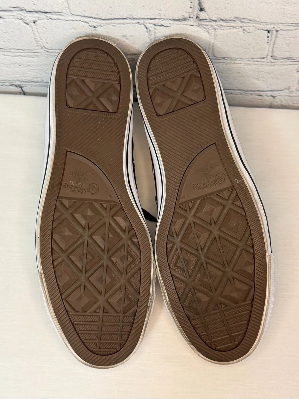 Converse Low Top Sneakers in Brown and Tan with Black Laces - Picture 2 of 7